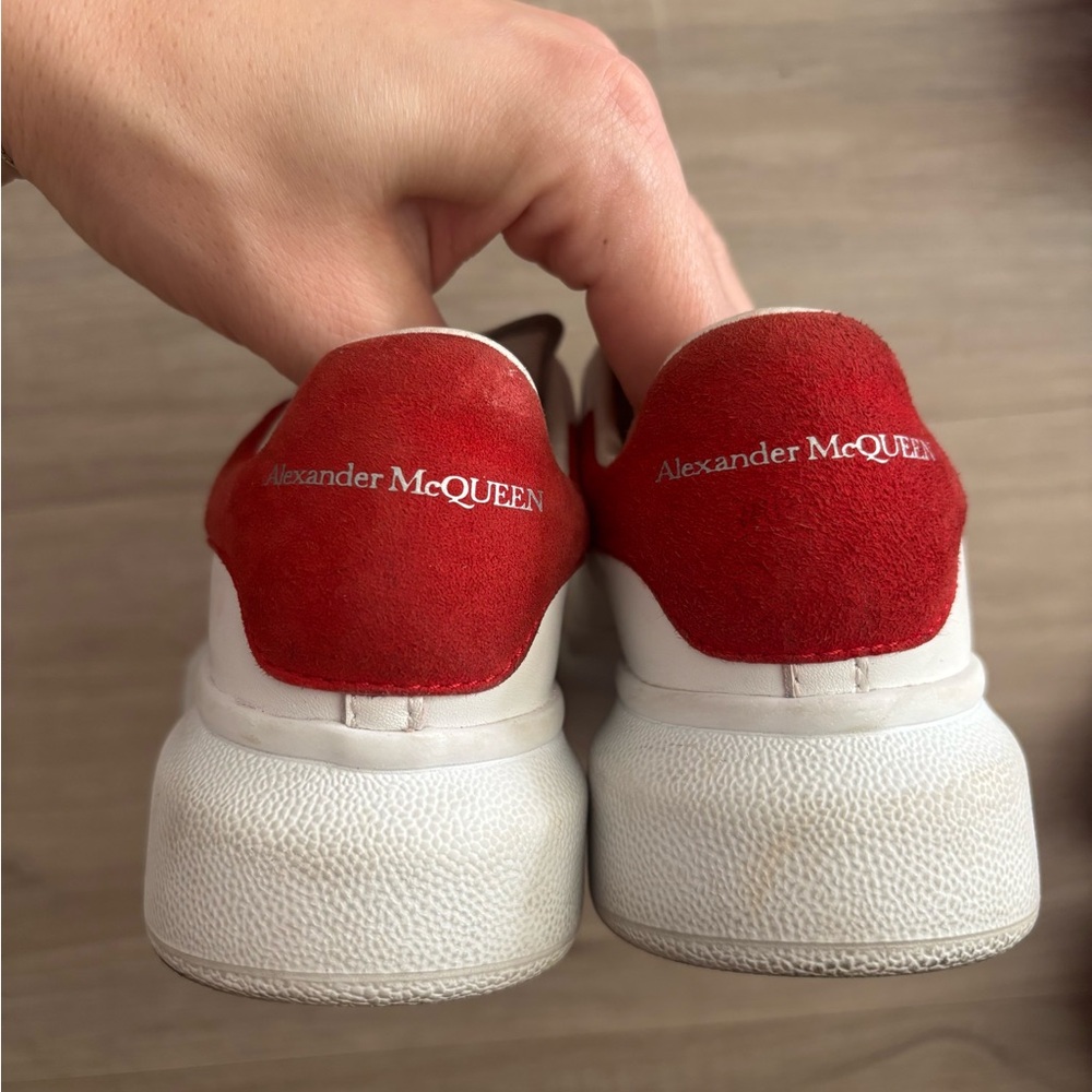 Alexander McQUEEN Red Suede Heel Tab Sneakers 10c